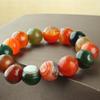 Natural Colorful Alashan Agate Bracelet with Ethnic-Style Wire-Wrapped Eye Beads and Weathered Xinjiang Gobi Stones