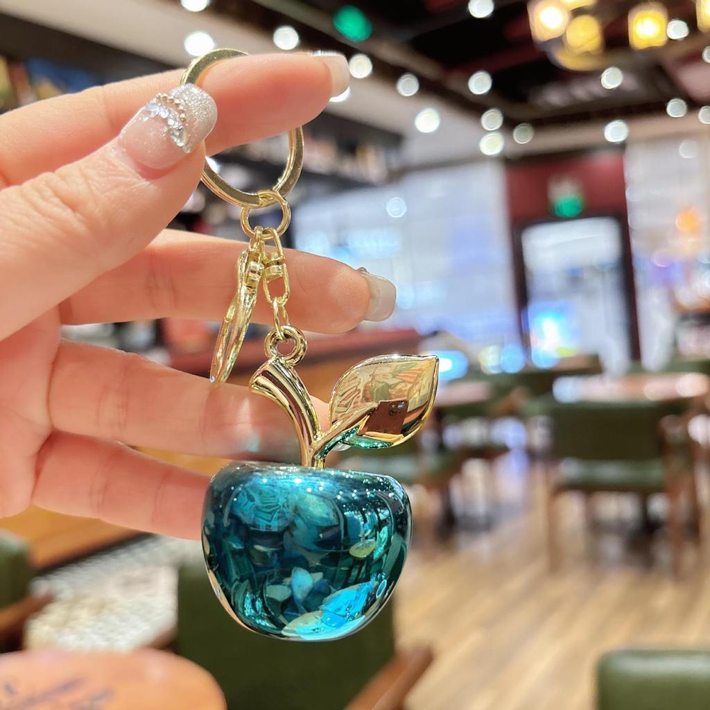 DIY Jewelry Plating Keychain with High-End Apple Pendant - Stylish Bag or Car Accessory
