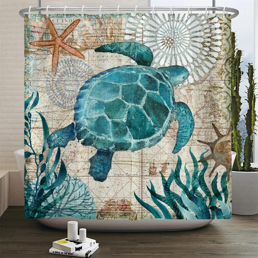 Oktopus Meere Duschvorhänge Badvorhang 180*180cm Wasserdicht Badezimmer Heimdeko Waschbarer Stoff Badezimmersichtschutz Mit 12 Haken