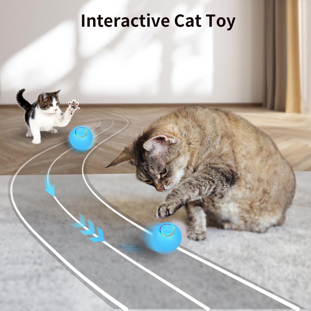 Zabawka Piłka dla Kotów   Zdalnie Sterowana Zabawka dla Zwierząt Domowych  Migająca LED  Konstrukcja Dwumodowa  Niski Poziom Hałasu  Ładowanie Typu C  Automatyczna