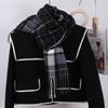 Women's Winter Plaid Imitation Cashmere Tassel Scarf, Thickened Korean Style Neck Warmer