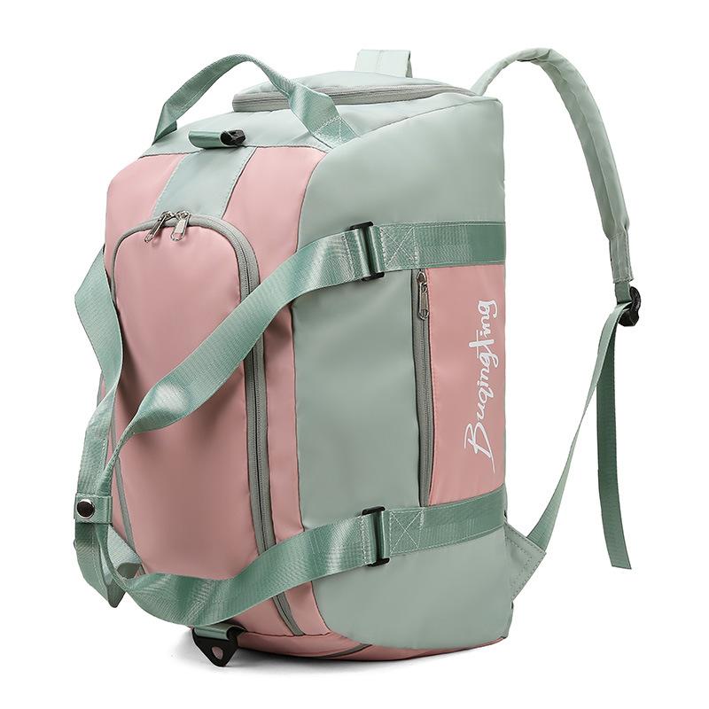 Multi-purpose color-blocking sports backpack for women with separate compartments for wet and dry items, shoe compartment, gym bag, hand-held Oxford