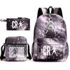 Set Zaino Scolastico Cristiano Ronaldo per Bambini Ragazzi Ragazze 15L Tessuto Oxford Borsa a Doppia Tracolla con Spallacci Imbottiti Traspiranti