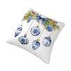 Blaues Chinoiserie Weihnachtskissenbezug Druck Polyester Kissenbezug Dekorative Wurfkissenhülle Bett Reißverschluss 40*40cm