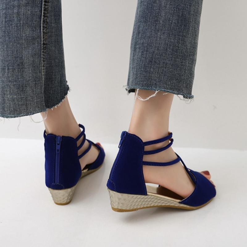 Fashion Sandals Summer New Round Toe Metal Buckle Soft Sole Anti-Slide Heel Bag Heel Anti-Slip Fish Mouth Roma Heels