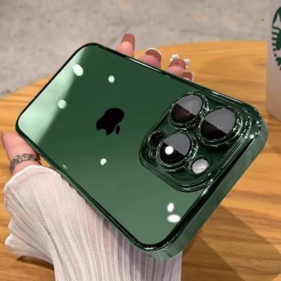 Transparent Plating Silicone Shockproof Phone Cases For iPhone 15 14 13 12 11 Pro Max Plus Clear Bumper Case Cover Accessories