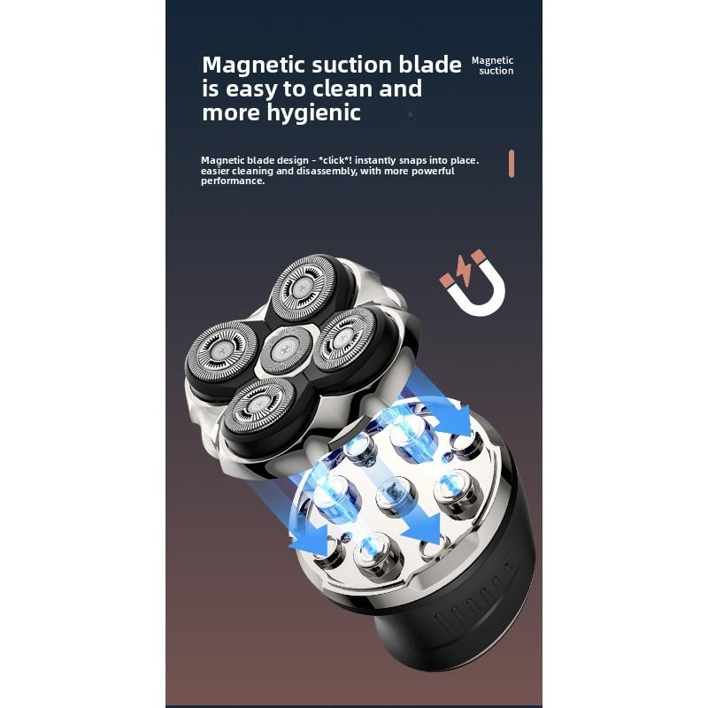 Magnetic Suction Razor Head Gadget - Fully Washable, Digital Display, Electric Shaving Kit