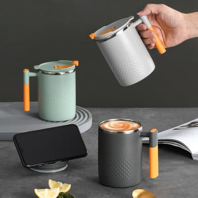 304 Stainless Steel Coffee Mug With Handle and Lid Portable Tea Cup Double Layer Coffee Cups Japanese Style Tea Cup Milk Bottle