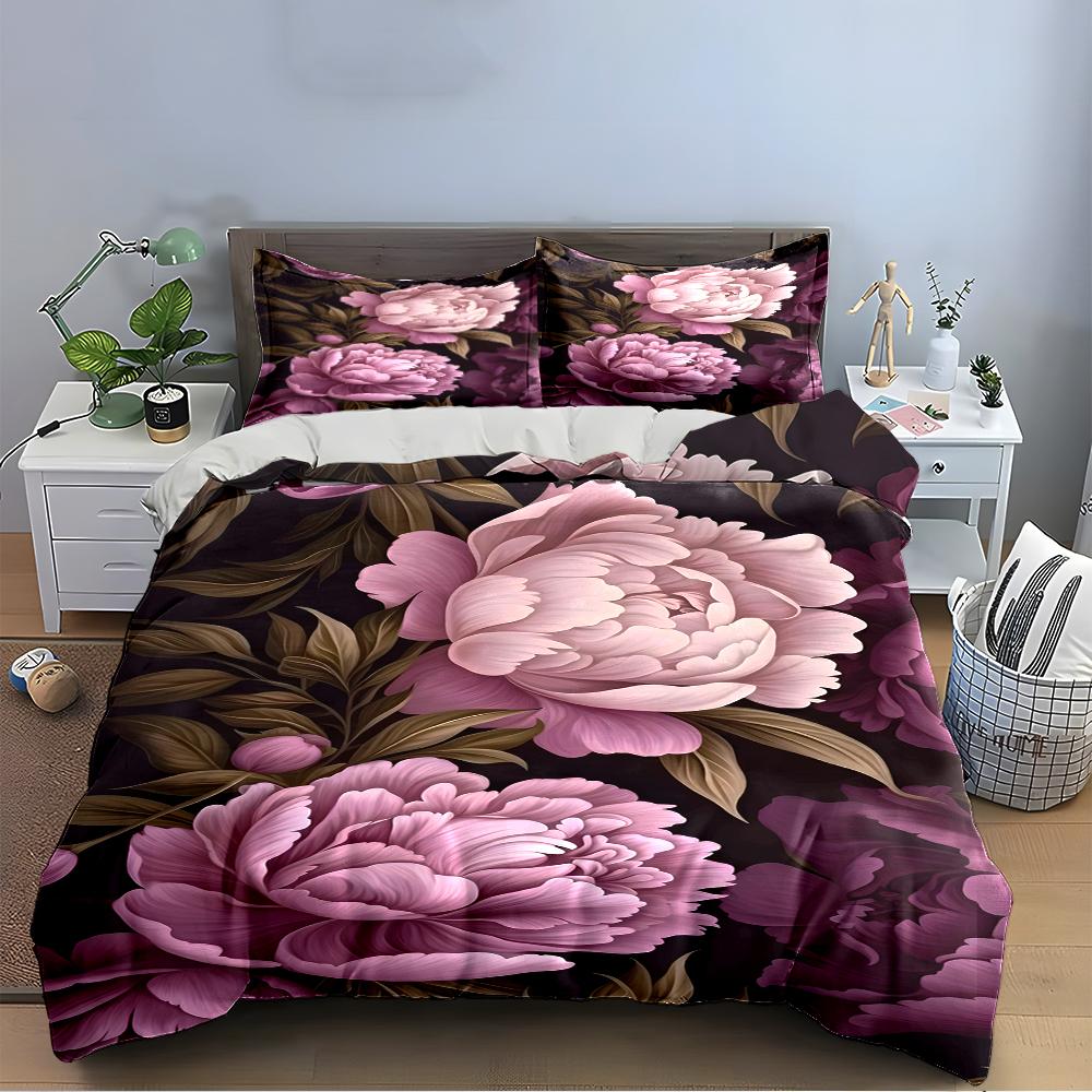 Elegant Floral Pattern Bedding Set Bedding Set (1 Duvet Cover, 2 Pillowcases, Duvet Not Included)