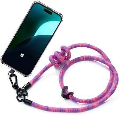 Cord Case - for iPhone 16 - Pink - Transparent Protection - Shockproof - Removable Cord