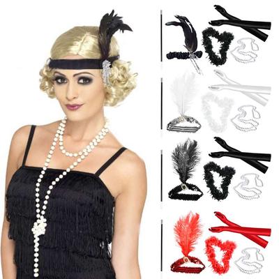 NEW LADIES FLAPPER CHARLESTON BLACK 1920S 20S FANCY DRESS COSTUME KIT ACCESSORY