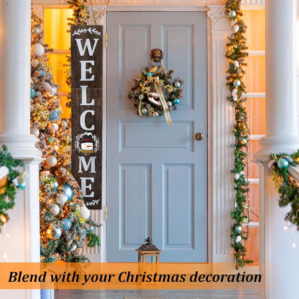 Jetec Welcome Sign for Front Door Interchangeable Wooden Welcome Porch Sign Outdoor Decoration Replaceable with 16 Seasonal Icon for Valentine's St.
