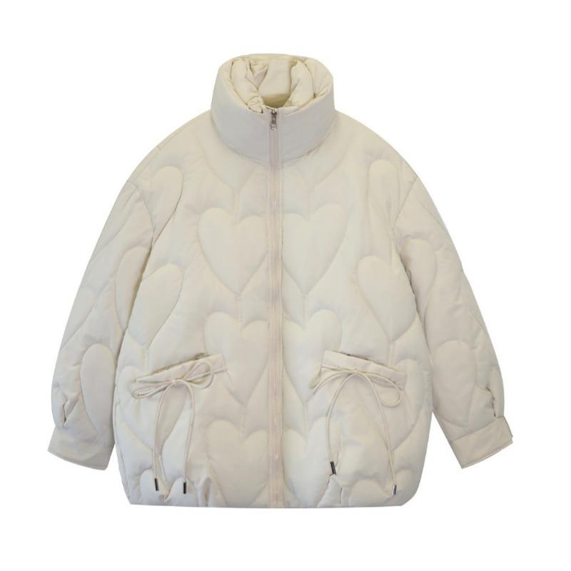 Large size cotton clothes women's fat mm winter short new fashion stand-up collar love embossed loose cotton-padded coat
