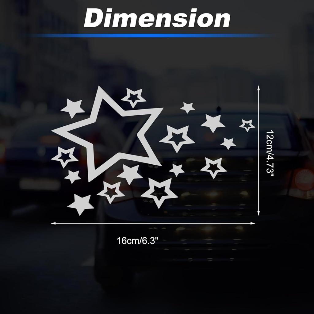 Reflective Bumper Decal Reflective Silver Tone Square A Version of the Stars Reflective Car Sticker Personalized Decoration Vehicle Body or Window