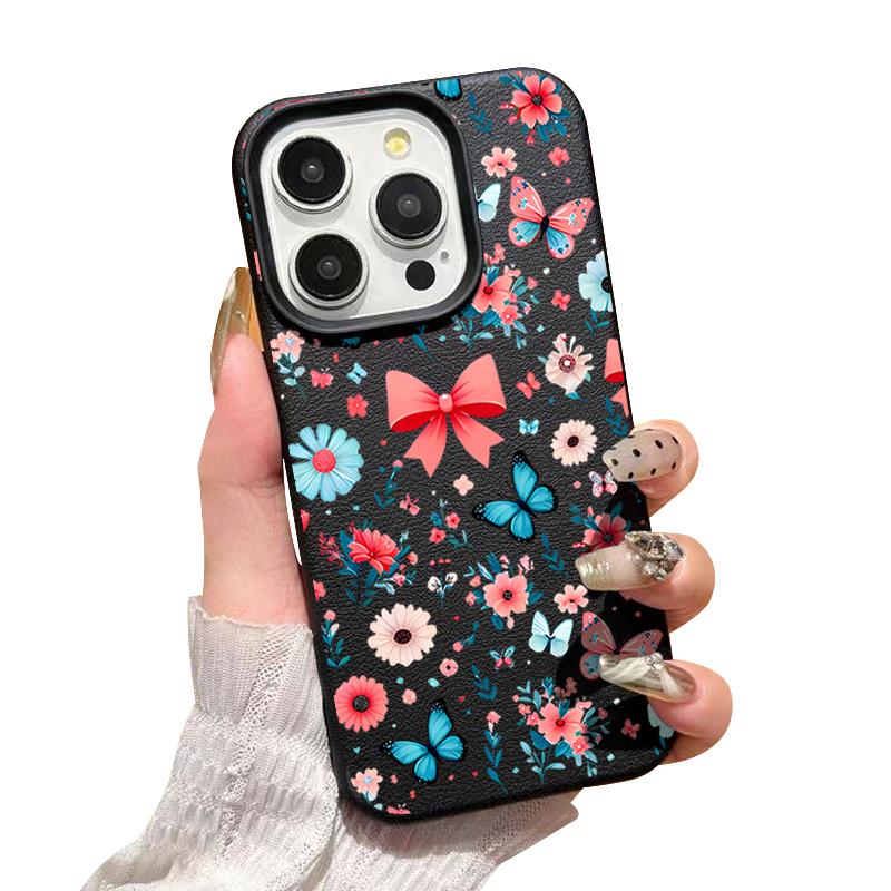 Butterfly Flowers Case For iPhone 16 Pro Max 15 14 13 12 11 Shockproof Slim Soft Silicone Case Cover