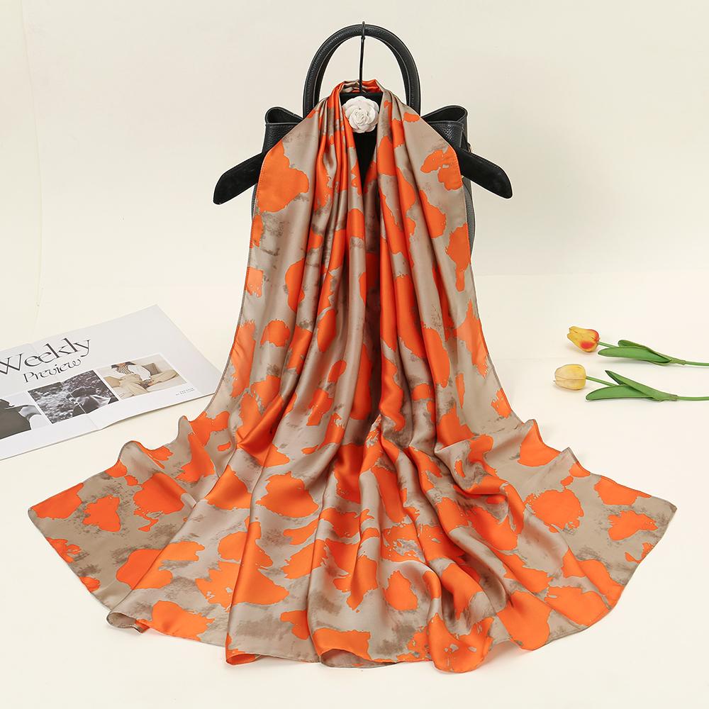 Fashion Imitation Silk Satin Scarf Printed Floral Shawl Women Lightweight Scarves Beach Travel Outdoor Sunscreen Hijab 180*85cm