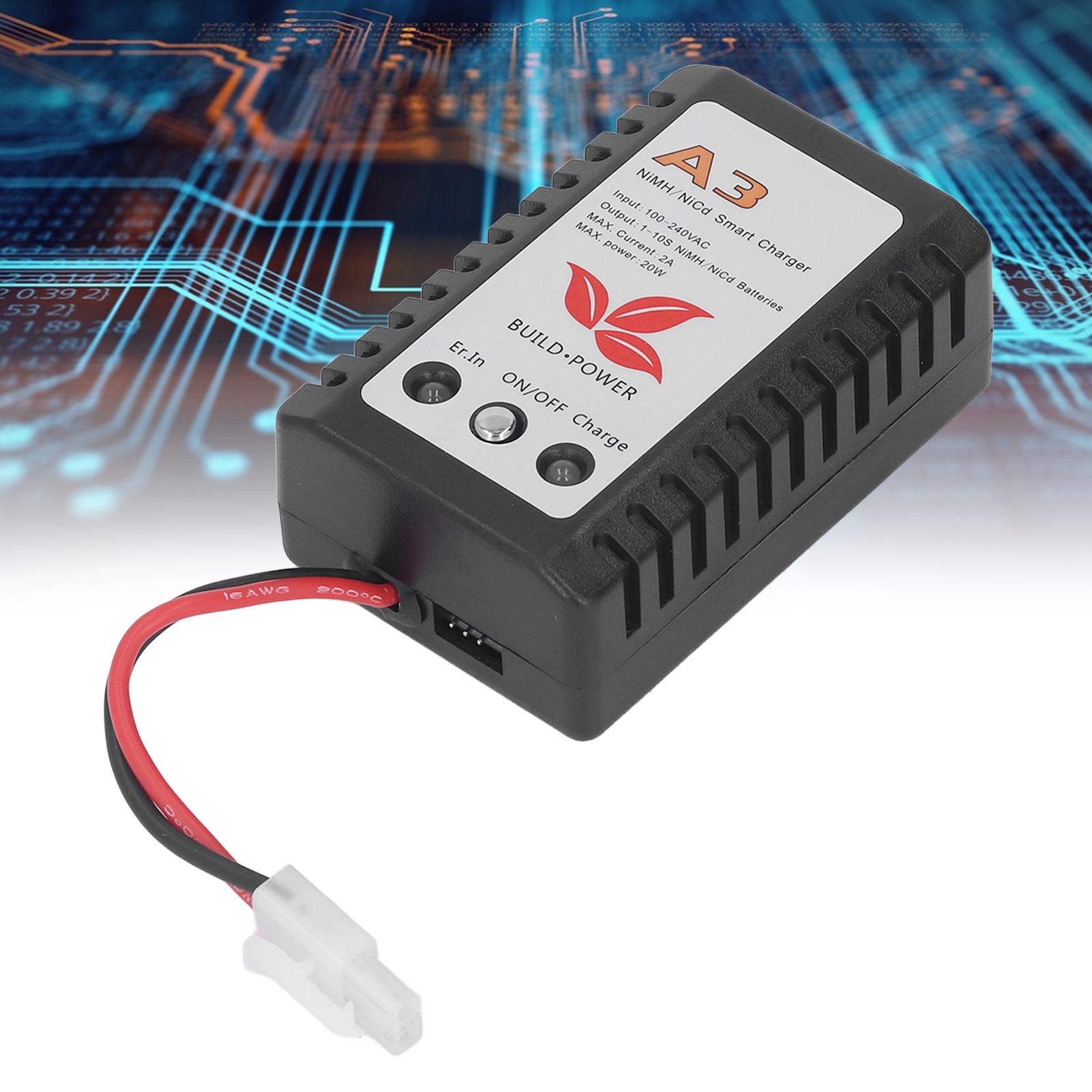

20W Smart Battery Charger with LED Indicator for 6V 7.2V 8.4V 9.6V NiMH NiCd Cell Pack AC 110‑240V US Plug UK чорний