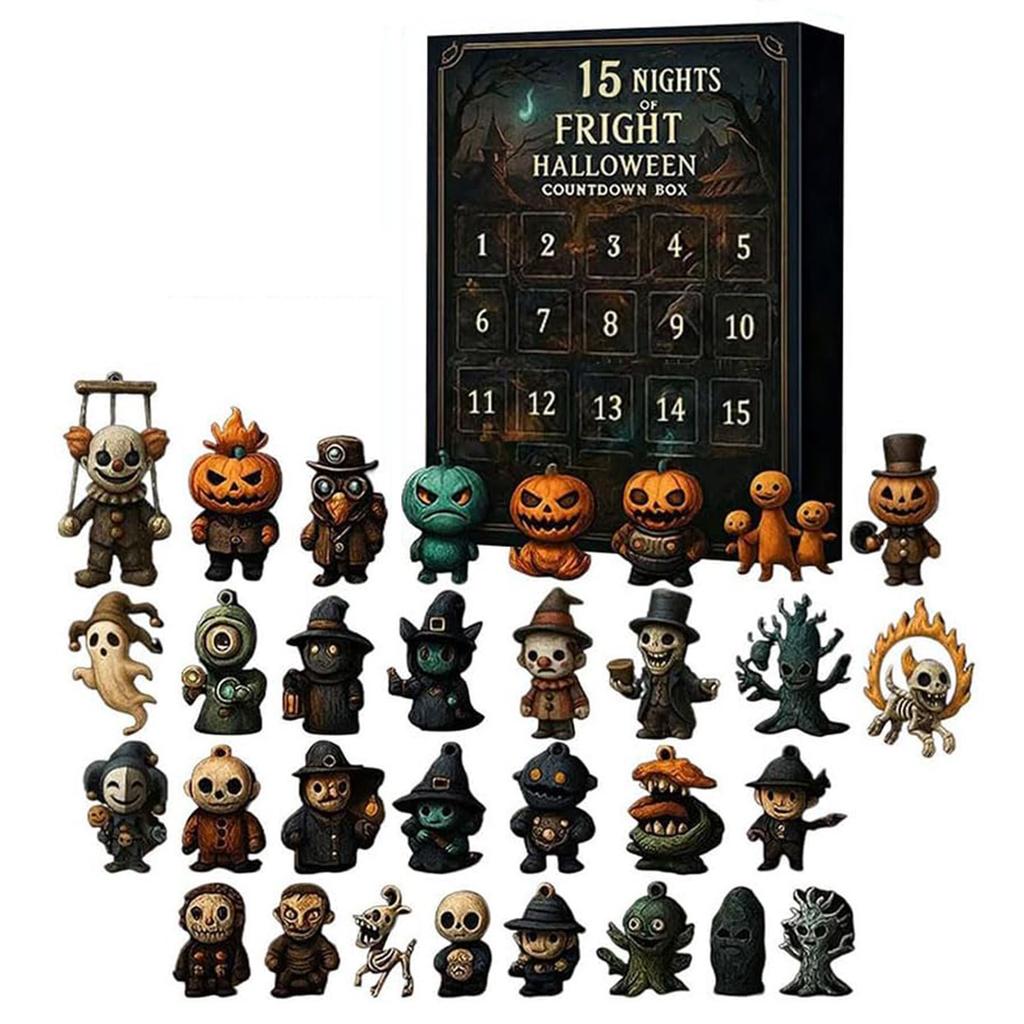 7/15/31 Nächte des Grauens Halloween Countdown Box mit Figuren Horror Actionfiguren Mini Dekorationen Überraschungs Weihnachtsgeschenke