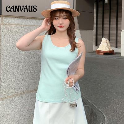 Letni dzianinowy top na ramiączkach dla kobiet plus size