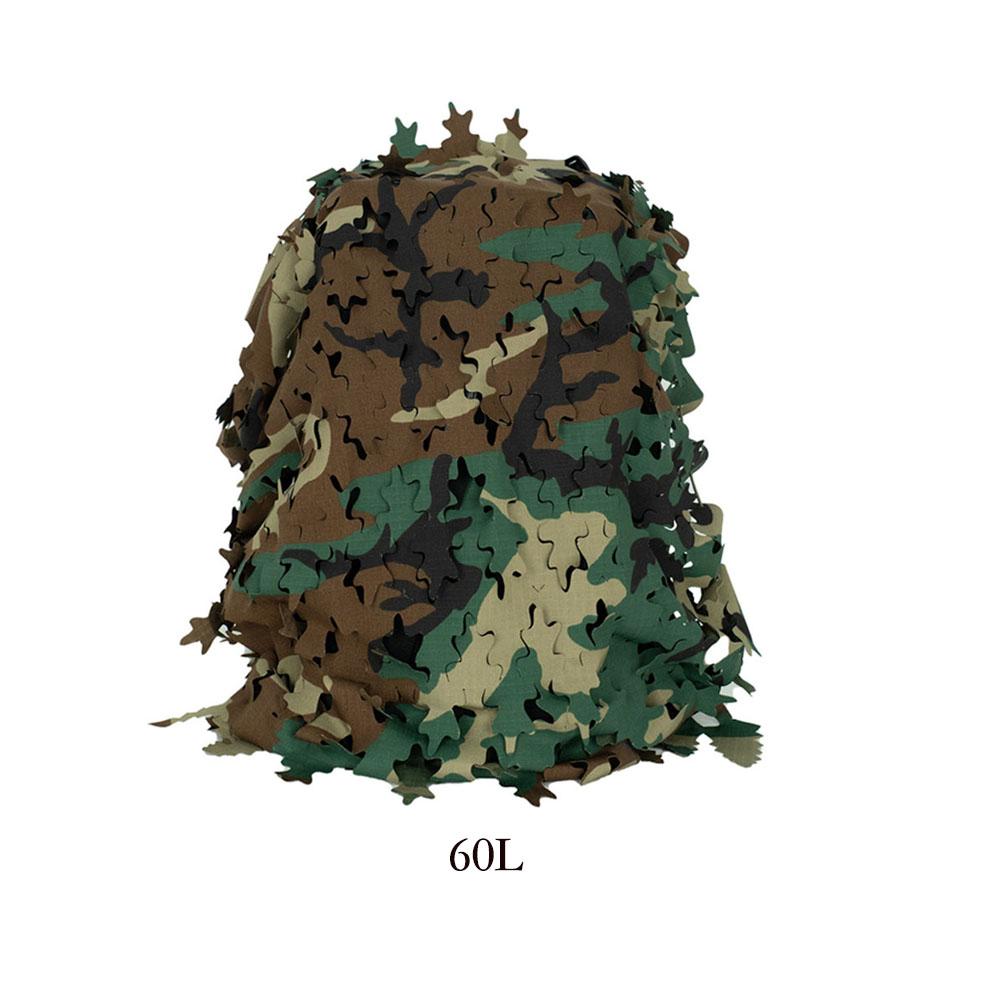 Housse de Sac à Dos Filet Camouflé Forme Feuille Bionique 3D 60L 80L Découpée au Laser Housse de Sac à Dos de Chasse Parachutiste