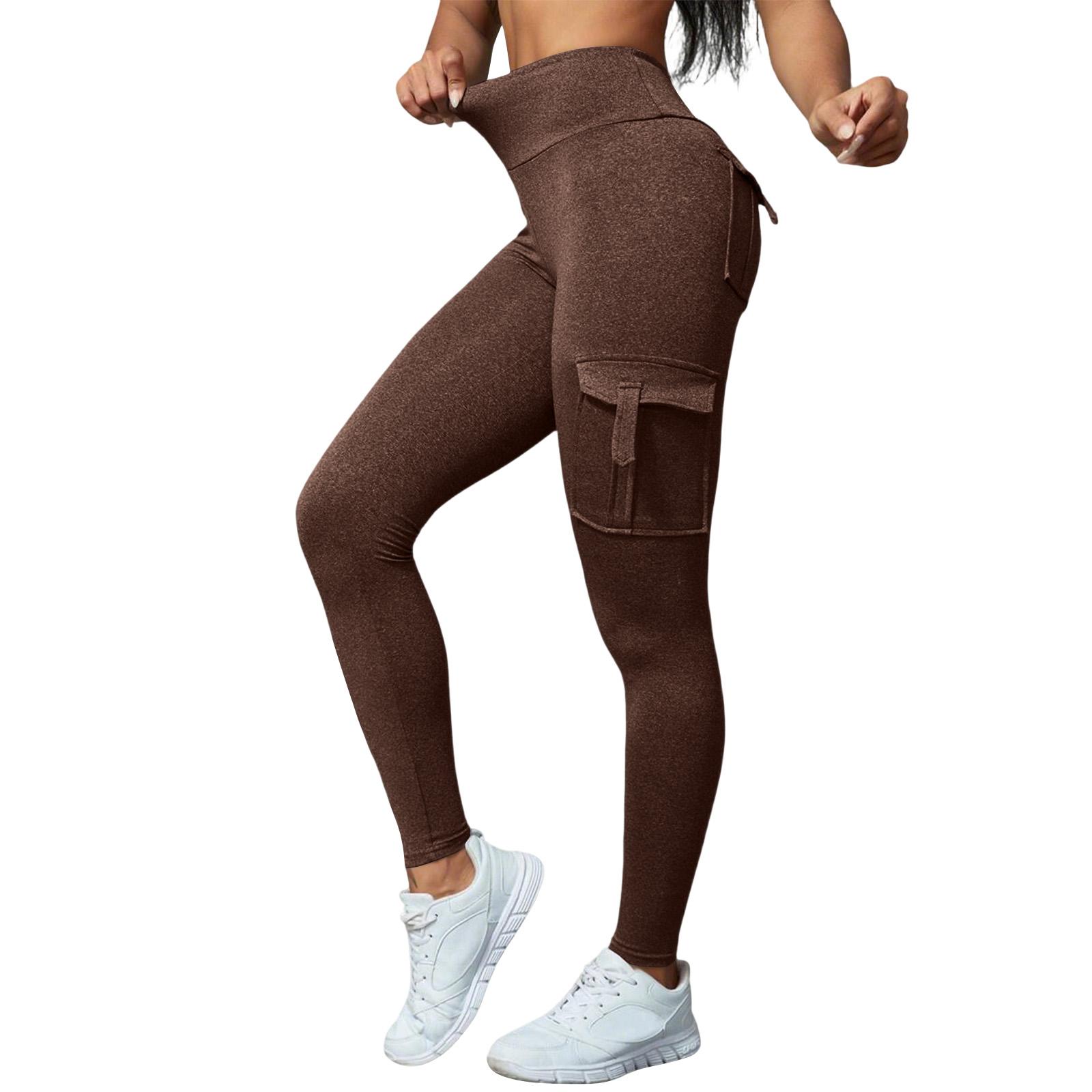 Women s Yoga Pants Casual Pants Slacks With Pockets High Waist S кофейный