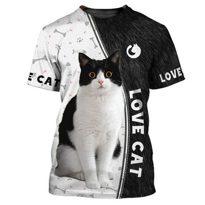Katze 3D-Druck T-Shirt Persönlichkeit Lustige Grafik Hohe Qualität Sportlich Übergroß Locker Lässig Kurzarm Street Tees Oberteile Kleidung