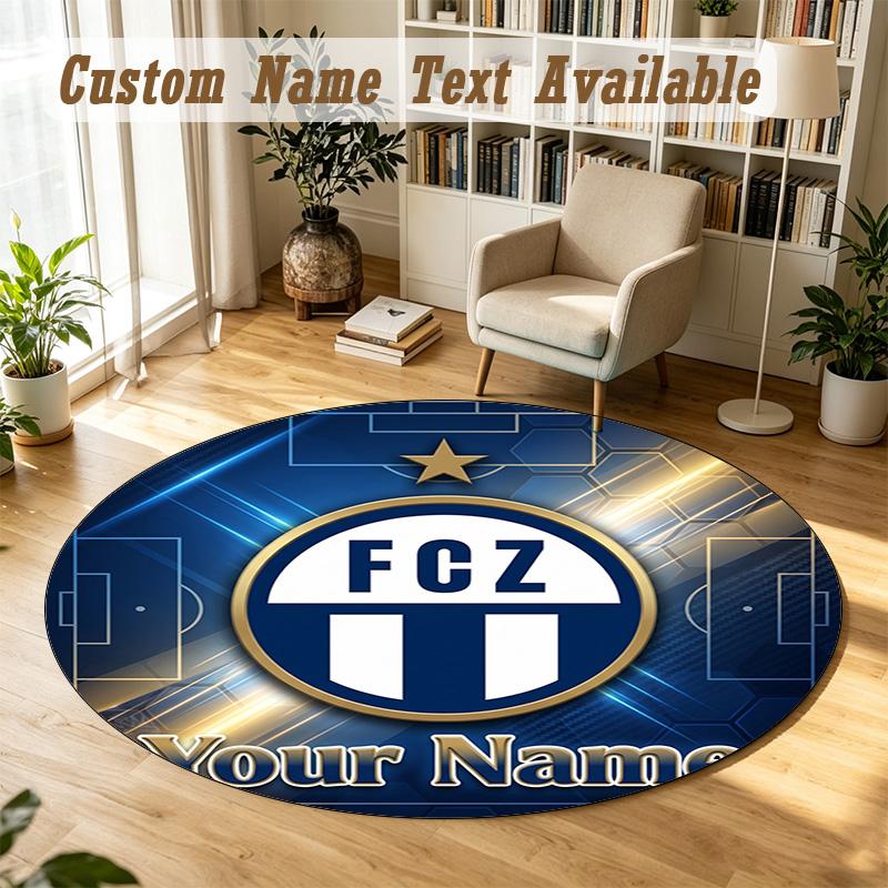 Round Rug Custom NameFC Zürich Pattern Non Slip Carpet Home Floor Decor