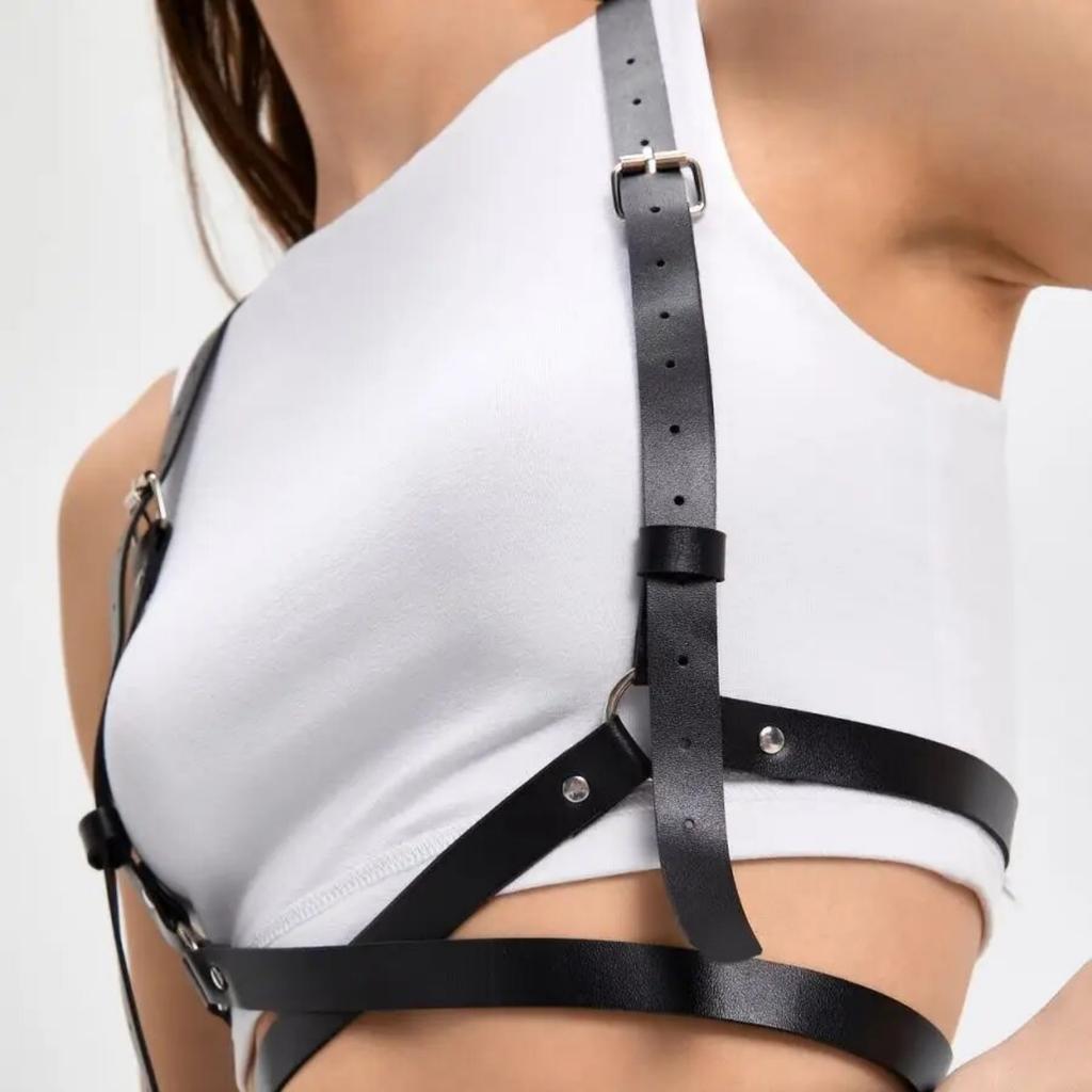 Plus Size Women'S Women'S Fashion Body Harness Corset Leather Lingerie Suspenders Gothic Fetish Clothing Accessory