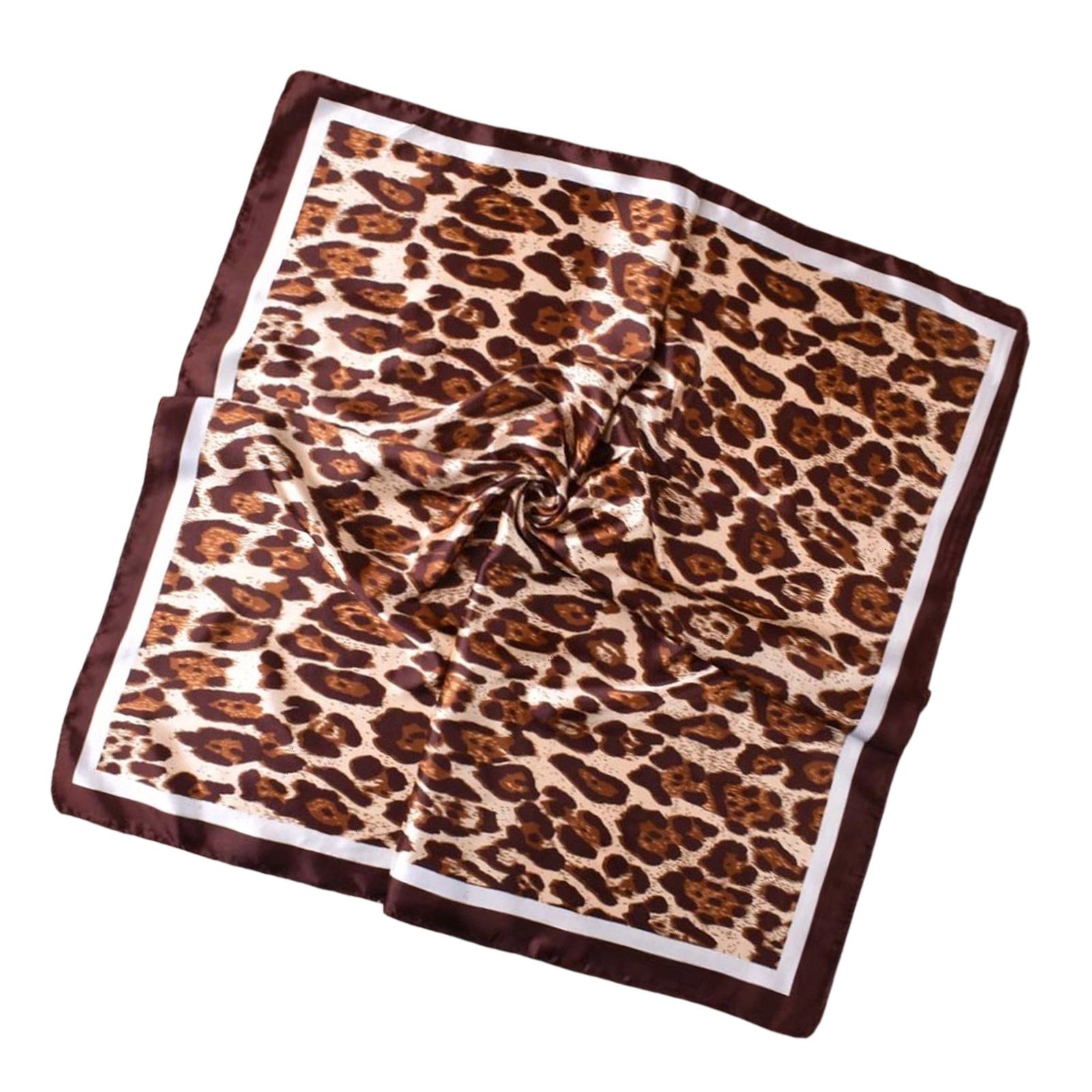

Stylish Leopard Print Scarf Bandana Soft Square Head Wrap Fashion Accessory for Women 90x90cm Multiple Color Option кофейный