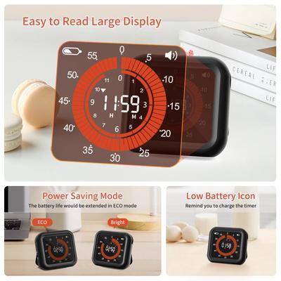 Fashion Visual Timer Rechargeable Kitchen Timer Manual Countdown Mechanical Cooking Shower Study Stopwatch Timer