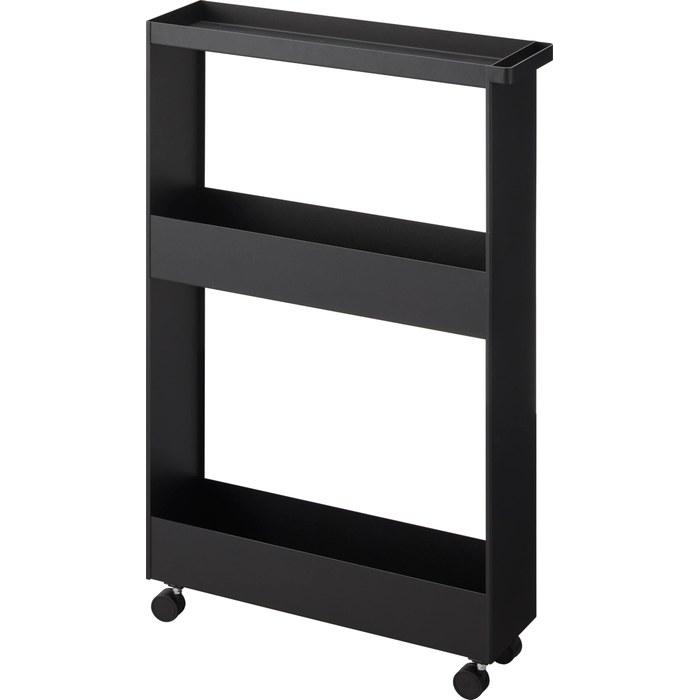 Yamazaki Slim Wagon 3-Tier Black W13xD48xH80.5cm (with Casters) Tower Slim Rack, Gap Storage 1805
