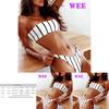 Elegantes Schwarz-Weiß-Gestreiftes Damen-Bikini-Set Mit Push-up Polsterung Und Schleifen-Design