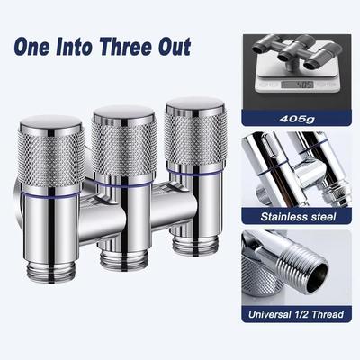 Aluminiumlegierung 3-Wege-Ein-/Drei-Aus-Winkelventil für Badezimmer, Toilette, Waschmaschine, Balkon, Dreikopf-Wasserhahn, Badezimmerarmaturen