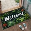 1pc Doormat with Vibrant Green Leaves and Orange Flowers - Machine Washable, Polyester Fabric, Suitable for Bedroom, Living Ro