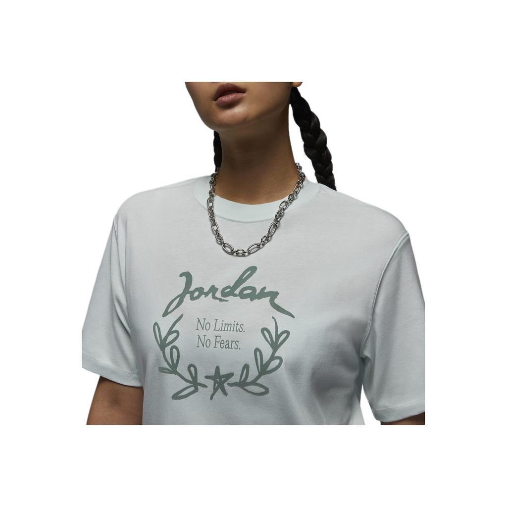 Nike Letter Print Pullover Crew Neck Short Sleeve T-Shirt Women Tops Light-Green Smoke-Grey FN5755-394