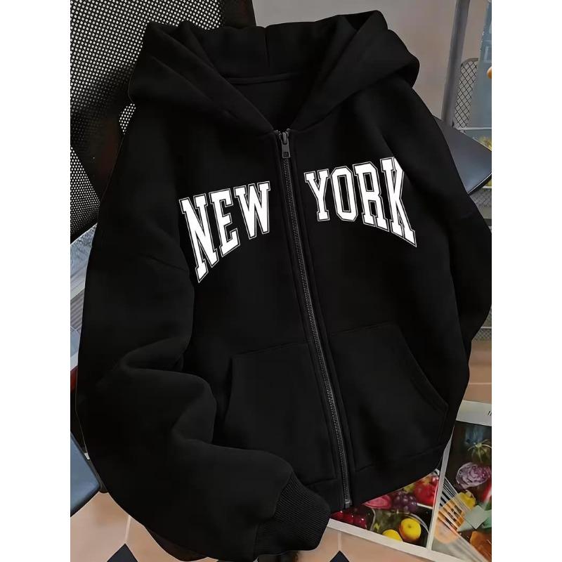 Women's 3D Printed Zipper Hooded Sweatshirt, Long Sleeves, Casual Sport Style