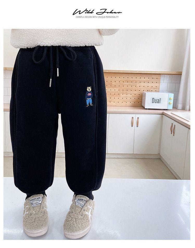 Boys' Thickened Velvet Fleece Sweatpants - Autumn/Winter Sports Pants