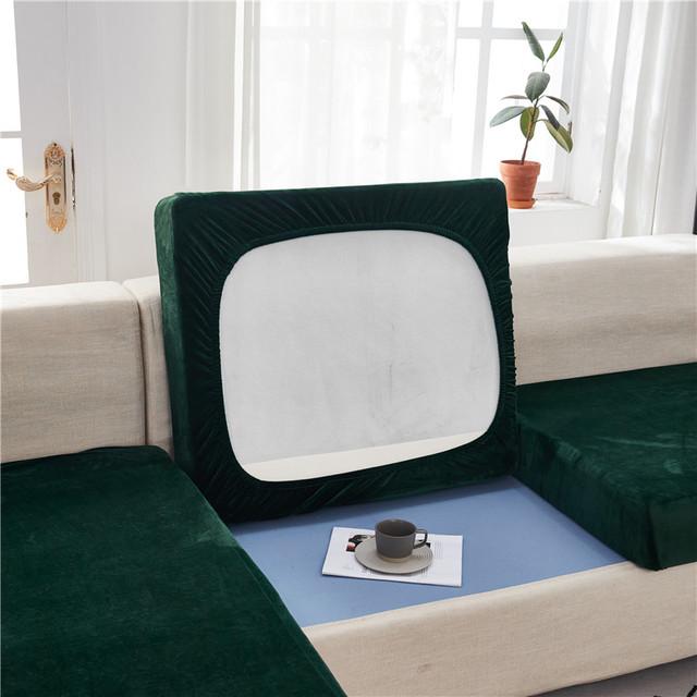 

Бархатные чехлы на подушки для дивана и сиденья для гостиной, плюшевые чехлы для подушек, толстые и мягкие однотонные эластичные чехлы для диванов, чехлы 2pcs 45x45cm Cover темно-зеленого