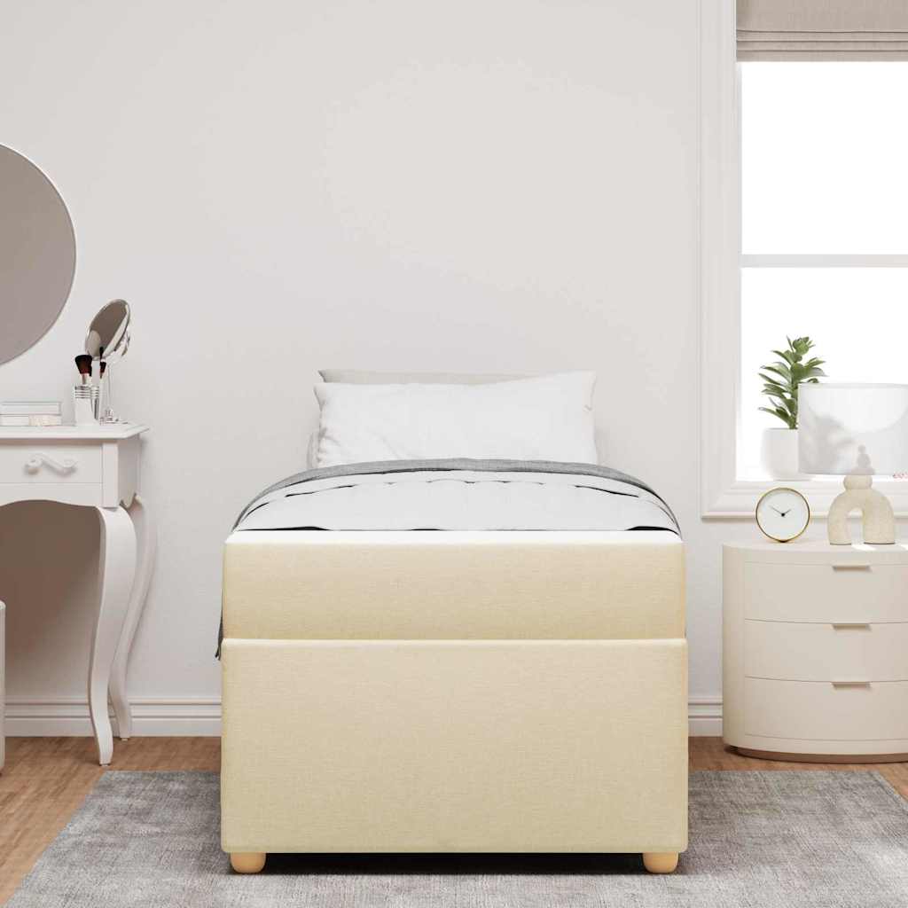 Bed Frame with Mattress Cream 90 x 190 cm Fabric