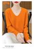 Women's V-Neck Thickened Wool Knit Sweater – 100% Pure Loose Fit