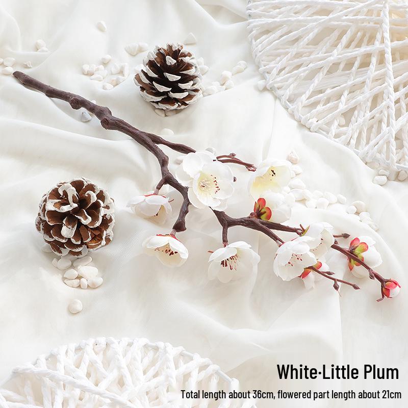 Artificial Plum Blossom Branch Decor - Winter Peach & Dried Flower Bouquet for Living Room, Chinese Home Decoration