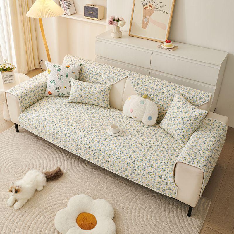

Прямой ряд Хлопковая подушка для дивана Круглый год Нейтральный 2025 Новинка Нескользящая Кожаная подушка Тканевые чехлы Полное покрытие Полотенце-чехол Ткань Small Floral 70 * 70cm