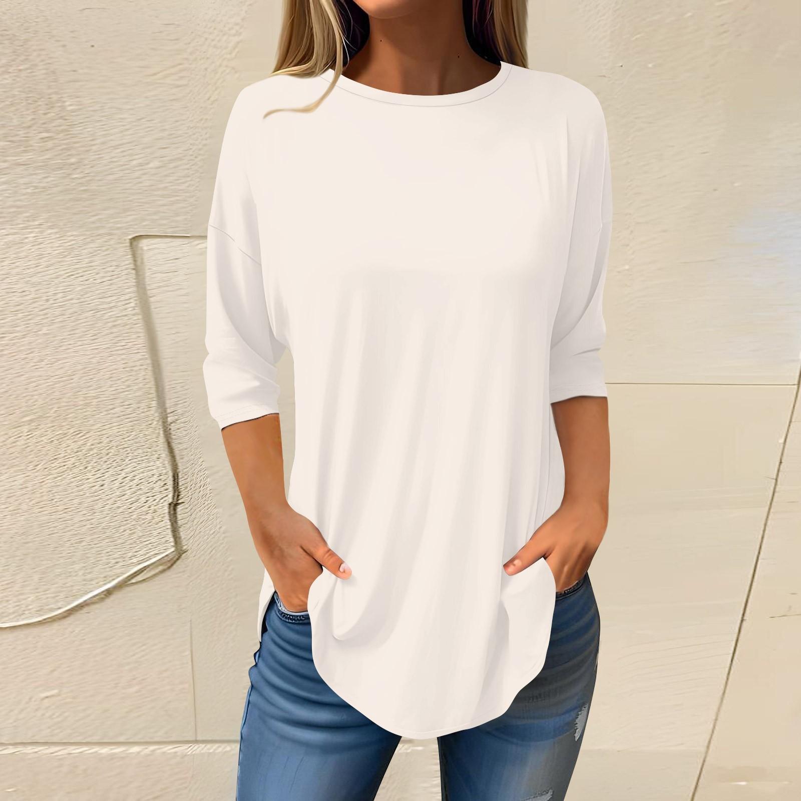 

Женские футболки с рукавами 3/4, однотонные пуловеры, летние весенние топы, блузки XL бежевый