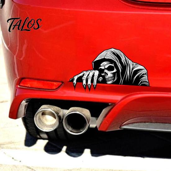 Scratch Covering Decal Halloween Skeleton Car Sticker Peeking for Window Bumper, Modding Accessories Waterproof Horror Skull Wall Laptop Decoration