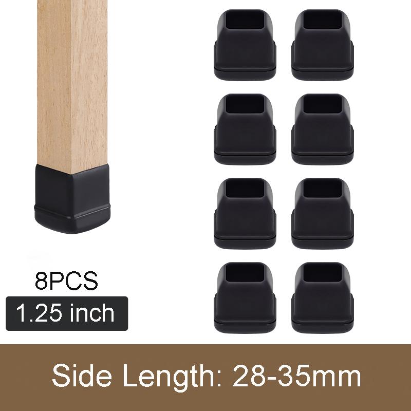 8PCS Carpet Furniture Sliders Chair Leg Floor Protectors Rubber Round Square Furniture Chair Feet Glides Caps Prevent Scratches