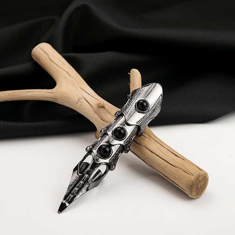 Rüstung Knöchel Vollfinger Doppelring Aktivitätsring Für Männer Punk Gothic Offener Ring Zirkon Anime Cosplay Halloween Accessoires