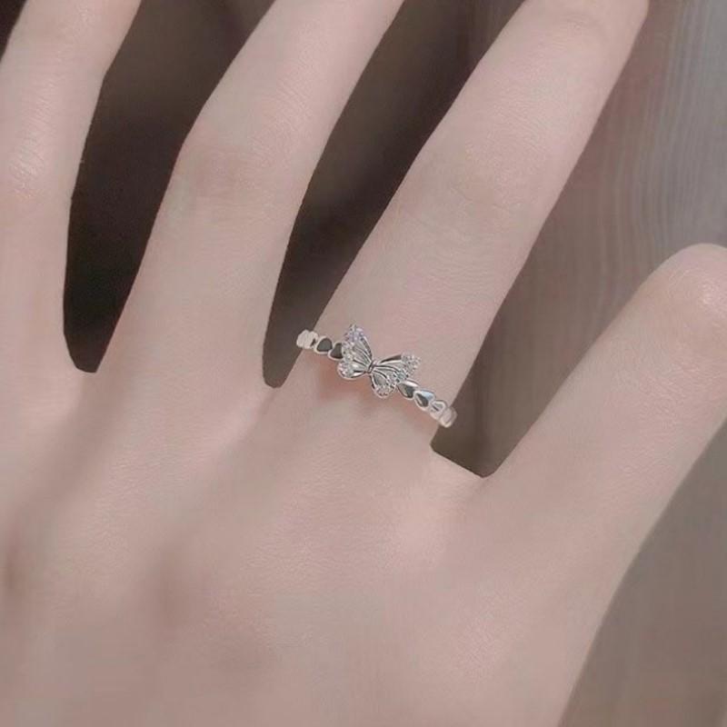 Ventfille   Copper Zircon Butterfly Ring For Women Fresh Luxury Aesthetic Elegant Austere Jewelry Gift Dropshipping