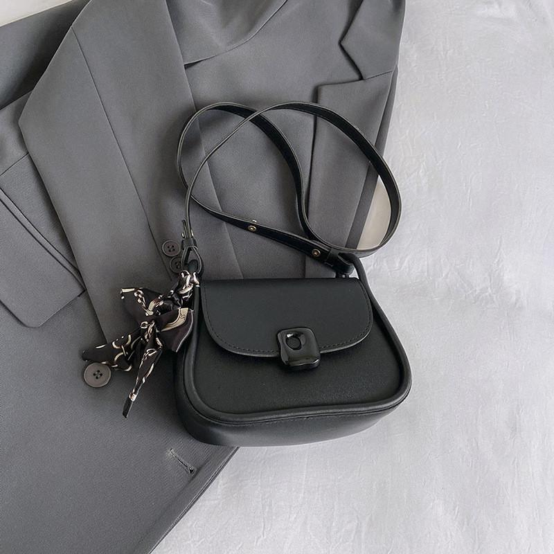 Stylish Pu Leather Handbag Fashionable Scarf Handle Small Shoulder Bag For Women