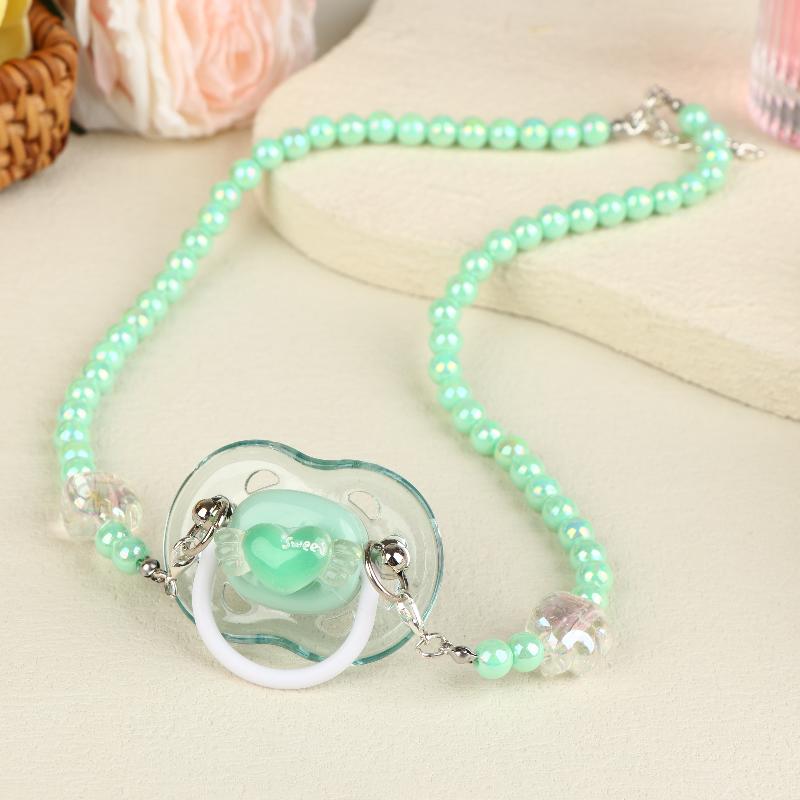 Sweet Beads Chain Pacifier Gag Collar Couple Toy Soft Silicone High-End Adult Pacifier Creating An Exclusive Luxury Leisure Time