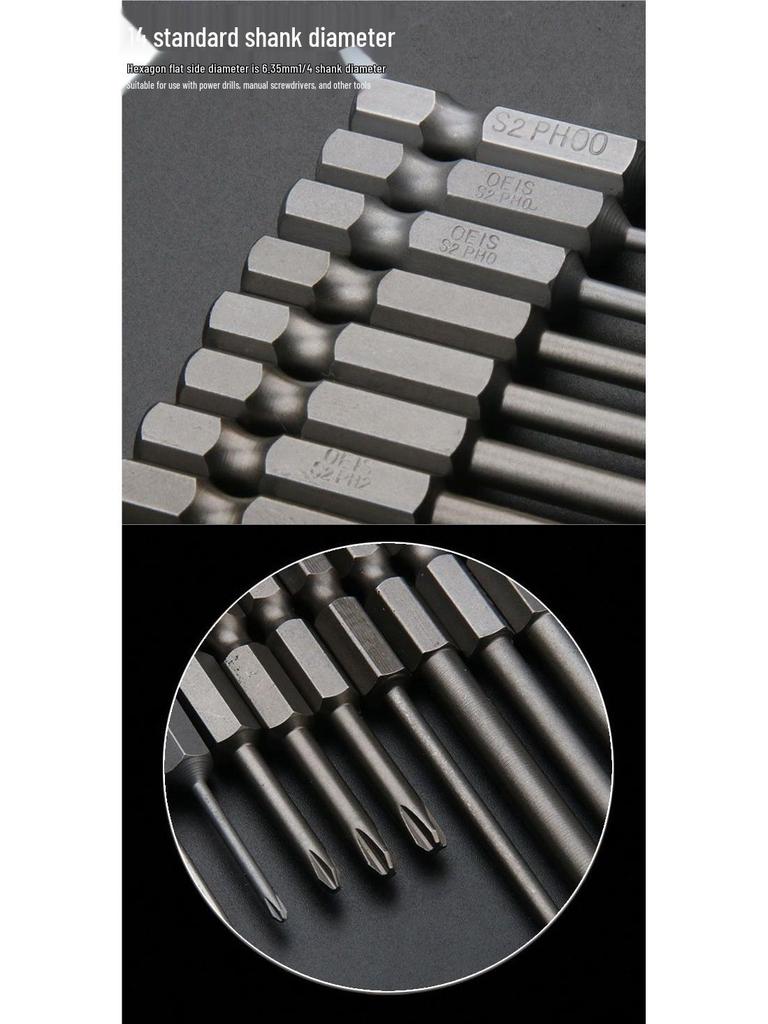 Strong Magnetic S2 Alloy Steel Phillips PH012 Extended Drill and Electric Screwdriver Bit
